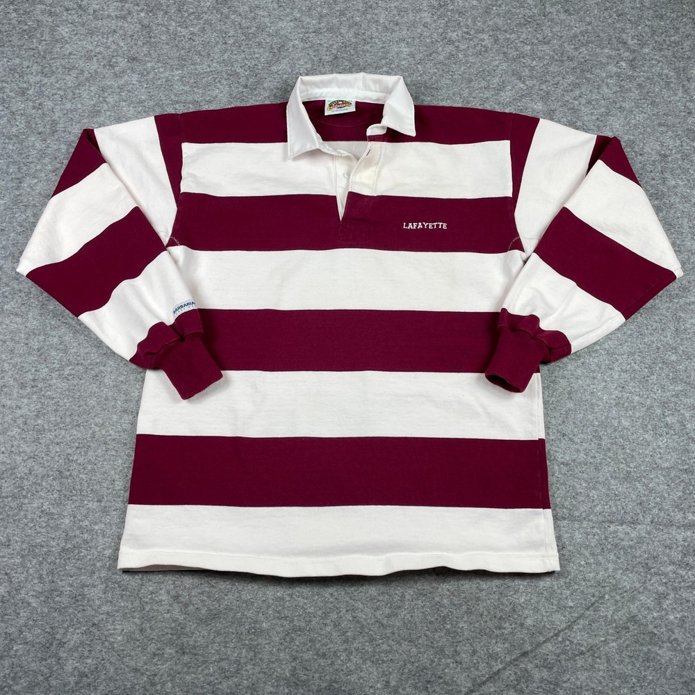 Barbarian Rugby Shirt Mens XL Maroon White Lafayette Striped Long Sleeve Canada
